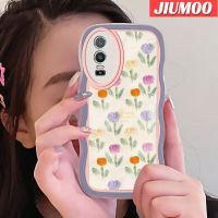 เคส JIUMOO สำหรับ VIVO Y76 5G เคสเคสซิลิโคนกันกระแทกโทรศัพท์ Y74s Y76s 5G ลายดอกไม้แฟชั่นสีสันสดใสเคสป้องกันเลนส์กล้องเคสโปร่งใส