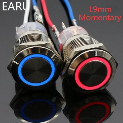 19mm Metal Push Button Switch Waterproof Momentary Reset Self-reset LED Light Illuminated Car Engine PC Power 3V 5V 12V 24V 220V