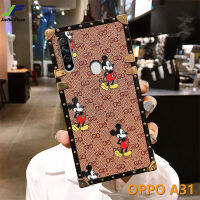 JieFieมิกกี้น่ารักเมาส์เคสโทรศัพท์สำหรับOPPO A31 / OPPO A8หรูหราหนังสีน้ำตาลตารางRivetโทรศัพท์ฝาหลัง