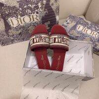 DiorWomens Embroidered Sandals Fashion Street Sandals Slides