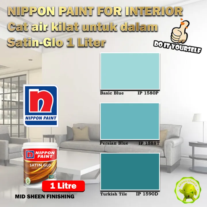 Nippon Paint Paint for Interior SatinGlo 1 & 5 Litre Basic Blue 1580P