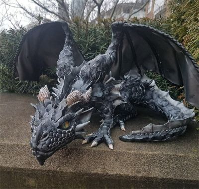 Big Squatting Dragon Sculpture-dragon Guar Dian,garden Dragon Statue Collecting 22cm Resin Ornament Outdoor Yard Decoration