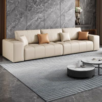 GAZZSI Leather Sofa Italian Minimalist Cowhide Light Luxury Square Sofa Living Room Size Apartment Type