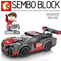 บล็อกตัวต่อรถแข่ง รถสปอร์ต พร้อมมินิฟิกเกอร์ 1 ตัว SEMBO BLOCK 607023 จำนวน 198 ชิ้น