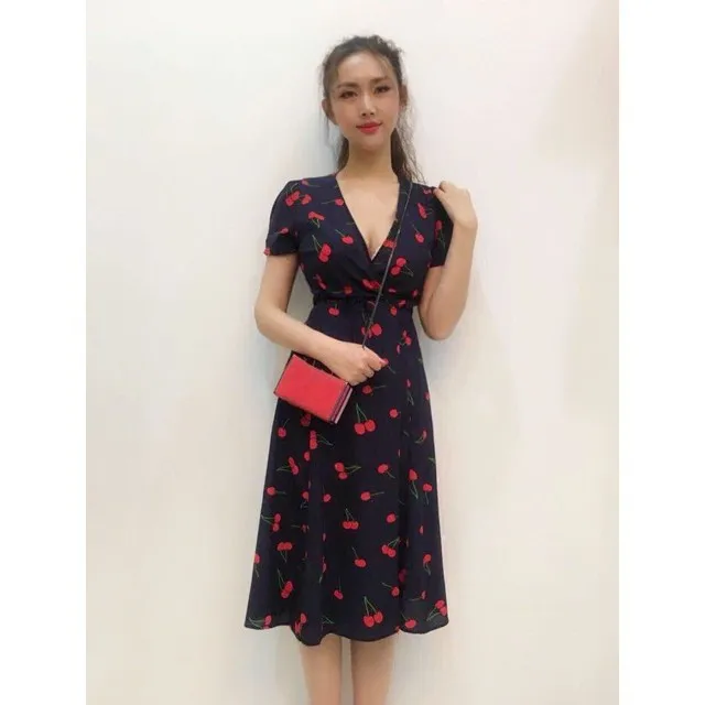 Fashion Restock Best Seller Korean Cherry Wrap Dress Summer Cod | Lazada PH