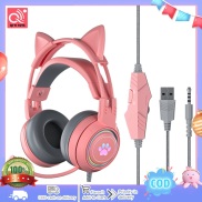 1 DAY SEND G25 Cute Cat Ear Luminous Wired Headset Noise-canceling High