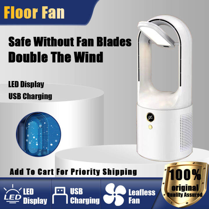 Bladeless Fan Household electric fan with led light USB rechargeable
