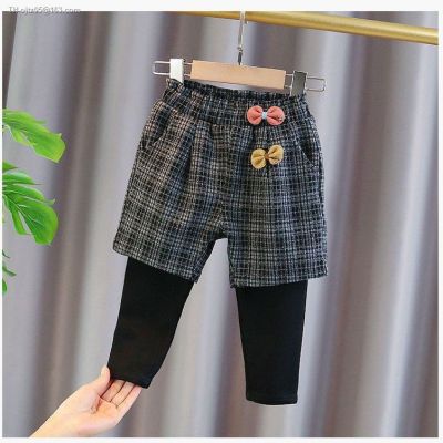 Western style of new fund 2022 autumn winters is female baby cloth bootcut winter panty outside grid plus sweat pants wearing western the girls