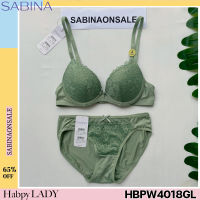 Sabina เซตชุดชั้นใน (มีโครง) ฟองน้ำไม่ดันทรง รุ่น Habpy Push รหัส HBPW4018GL+HUPW4018GL สีเขียวอ่อน