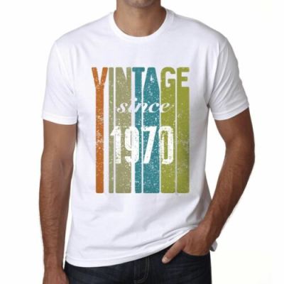 1970 Vintage Since 1970 Mens Tshirt White Birthday Gift 00503