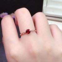 Natural Pigeon Blood Red Garnet Ring For Women S925 Silver Simple Light Luxury Ring Fashionable Versatile Small And Exquisite