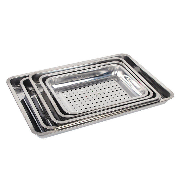 stainless-steel-rectangle-hollow-drain-tray-thickened-fruit-vegetables-storage-plate-oil-water-filter-pan-kitchen-accessories