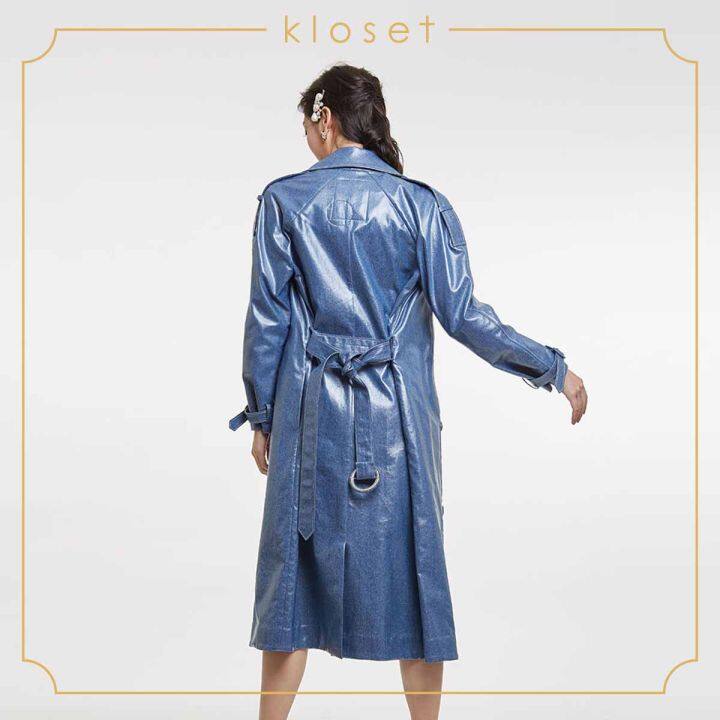 kloset-design-belted-jean-coat-rs20-t013-เสื้อโค้ท-เสื้อตัวยาว-เสื้อแขนยาว-เสื้อแฟชั่น-เสื้อผ้าเคลือบ