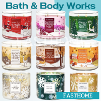 เทียนหอม Bath&amp;Body Works White Barn 3 wick candles ขนาดใหญ่ 411 g. WINTER CANDY APPLE/TWISTED PEPPERMINT/VANILLA BEAN NOEL/SNOW PEACH BERRY/HOT COCOA&amp;CREAM/SUGAREDSNICKERDOODLE/WHITE EUCALYPTUSSAGE/SWEATER WEATHER/VANILLA SNOWFLAKE