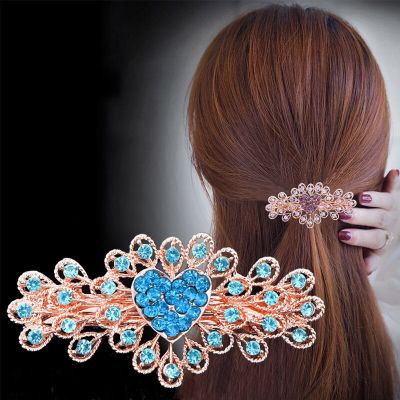 New Peach Heart Alloy Rhinestone Hairpin Korean Spring Clip Womens Fashion Hairpin Tool Hair Accessories