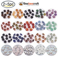 Beebeecraft 2-5 pc Natural Rose Quartz Stone European Beads Rondelle Large Hole Beads Slide Charms Mini Loose Spacer Beads Chains for DIY Bracelet Earring Necklace Jewelry Making