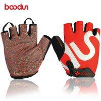 （ At） Boodun เด็กใหม่ถุงมือขี่จักรยานถุงมือครึ่งนิ้ว Anti Slip Gel Pad ถุงมือสำหรับ BoysRoadRiding