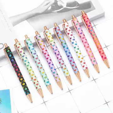 6 Pack Of Cute Pens For Journaling, Gift Pretty Fancy Pens Glitter  Ballpoint Pens With Retractable Writing Black Ink Medium Point 1.0 Mm