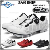 COD!New Black MTB Cleats Shoes Men Road Bike Cycling Shoes Women Mountain Bike Shoes Spd Triathlon Bicycle Riding Sport Footwear Bike Shoes Without Cleats Pedal Set Biking Shoes Size 36- 47 on Sale