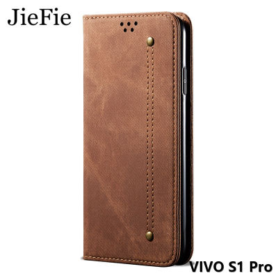 เคสสำหรับ VIVO ผ้าเดนิมหรูหราของ JieFie S1 Pro / V20 Se/ V23E ฝาพับผ้าใบครอบ TPU นุ่มกระเป๋าสตางค์เคสมือถือ