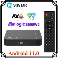 Tanix กล่องทีวี W2 11 Amlogic S905W2 11.0กล่องสมาร์ททีวี H.265 AV1 Dual Wifi HDR 10 + Set Top Box 4K 2G16G 4G32G Uso70d 4G64G