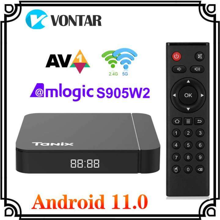 Tanix กล่องทีวี W2 11 Amlogic S905W2 11.0กล่องสมาร์ททีวี H.265 AV1 Dual ...
