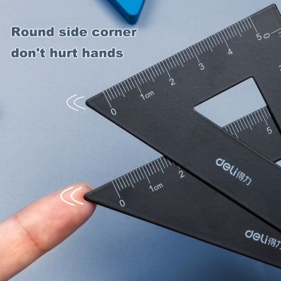 ：“{》 Deli Metal Ruler School Drawing Measuring Triangle Ruler For Kids Learning Angle Straight Ruler Set Office Accessories Supplies