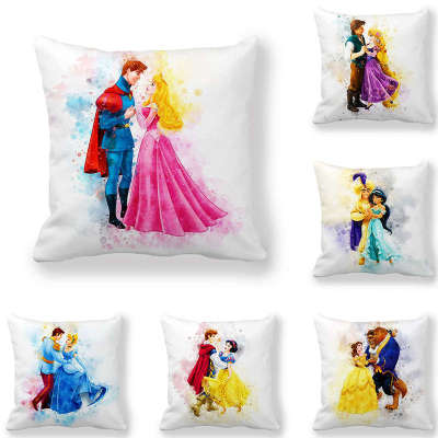 Disney Cartoon Snow White Princess Girls Cushion Cover Sofa Throw Pillowcase Home Decor  Square Printed Pillowcase 45x45cm