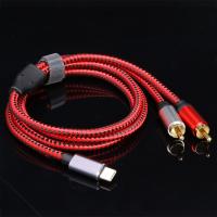 USB Kabel Audio Type C Male untuk 2 RCA Male Audio Kabel untuk Xiaomi Huawei Tablet Speaker Amplifier TV 0.5M 1M 1.5M