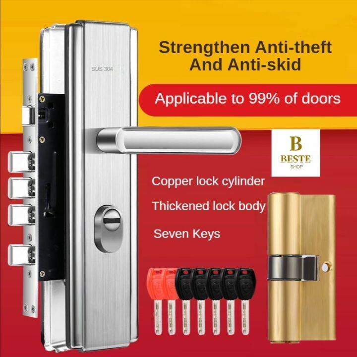 durable 304 Stainless Steel Antitheft Door Lock Set Security Handle