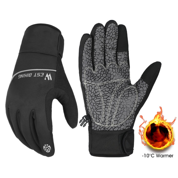 2021WEST BIKING Winter Bike Gloves Thicken Warm Touch Screen Men Women Cycling Gloves Sport Running Ski MTB Bike Motorcycle Gloves