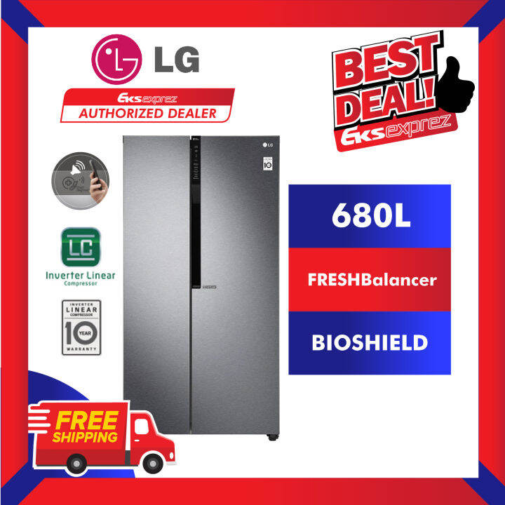 LG Fridge GCB247KQDV 680L SidebySide Inverter Fridge / Refrigerator