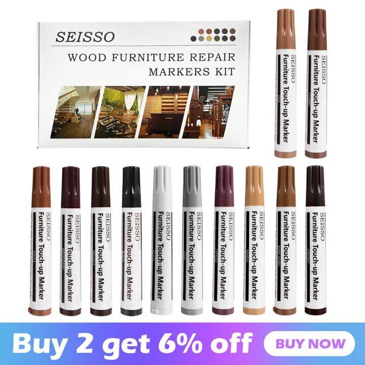 12Pc Wooden Furniture Floor Repair Pens Timber Paint Damaged Scratch
