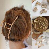 [hot]๑◑™  2023 New Gold Large Alloy Hair Claw Crab Fashion Metal Hairpin Headband Accessories