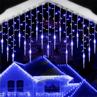 2021Waterfall garland For New Year Cristmas Decoration Festoon Led Icicle Curtain Lights Droop 0.40.50.6M Xmas Eaves Outdoor Decor