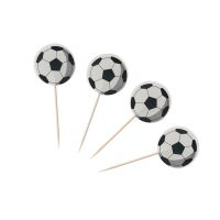 【CW】▤  Boys Favors Football Theme Happy Birthday Soccer Toppers With Sticks Decorate Baby Shower 24pcs/pack