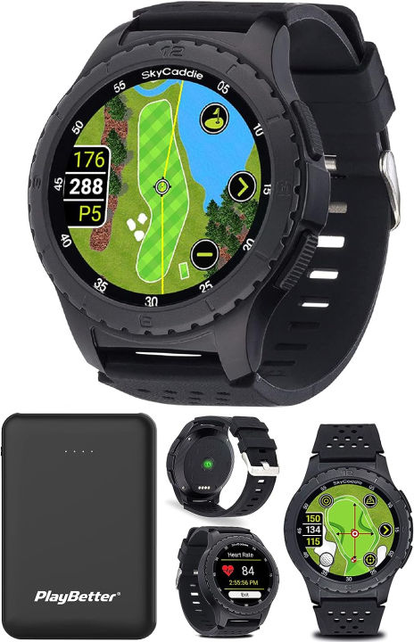 skycaddie-lx5-golf-gps-watch-touchscreen-golf-range-finder-amp-shot-tracker-smartwatch-w-35k-courses-intelligreen-holevue-amp-digital-scorecard-bundle-with-playbetter-portable-charger-charger-bundle-s