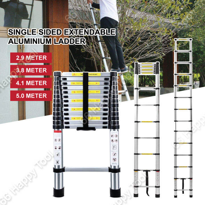 Single Sided Telescopic Extendable Ladder 2.9m / 3.8m / 4.1m / 5m