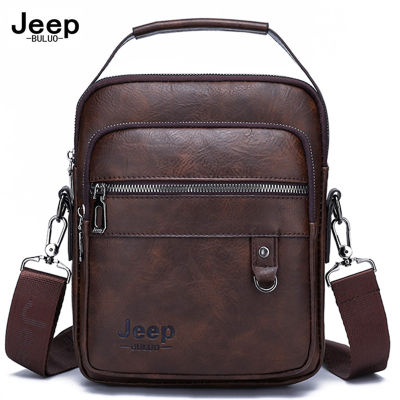 JEEP BULUO Men Messenger PU Bag Outdoor Multiple Uses Travel Bag Waterproof Phone Shoulder Chest Crossbody Pockets