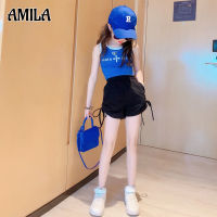 AMILA Girls เหมาะกับเด็กผู้หญิงเสื้อกั๊กและกางเกงขาสั้นชุดทูพีซเด็กชุดลำลองหลวม