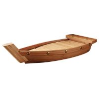 1Pcs Practical Bamboo Sushi Plate Boat Shaped Dish Japanese Style Snack Tray Serving Dish