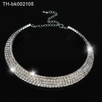☁♧ Crystal Rhinestone Choker Necklace Silver Plated and Gold Color Bridal Wedding Jewelry 1 2 3 4 5 Row Chokers Necklaces for Women