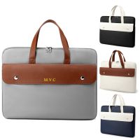 Free Print Name 15.6 Inch Computer Bag Male Pu Handbag Briefcase 14 Inch Laptop Bag Female Anti Splash Large Capacity