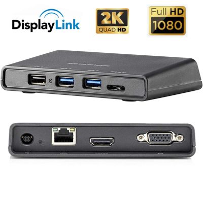 USB ชิปแสดงผล3001pr พอร์ต3.0 7-In-1 USB-C แท่นวางมือถือตัวแปลงวิดีโอพร้อม HDMI + VGA + RJ45สำหรับ Macs Windows