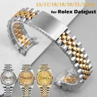 กำไลสเตนเลสโค้งงอเหมาะสำหรับสายนาฬิกา Rolex DATEJUST Jubilee สร้อยข้อมือผู้ชายและผู้หญิง13/17/18/19/20/21/22Mm