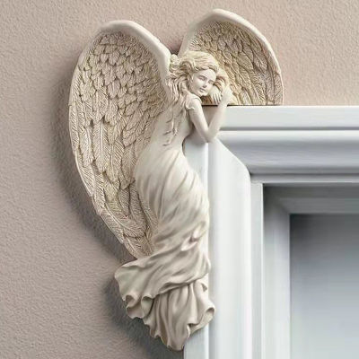Angel Wings กรอบประตูจำลอง Goddesses Action Posture ประติมากรรมตกแต่งบ้านสวนห้องนอนห้องนั่งเล่น Retro Wall Ornament ของขวัญเรซิ่น Craft