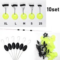 60pcs 10 Group Rubber Silicon Space Bean Sea Carp Fly Fishing Black Rubber Oval Stopper Fishing Float Fishing Bobber Accessories