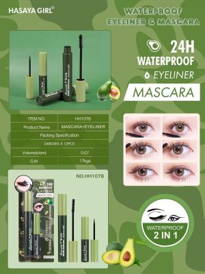 mango88 HH1078 Hasaya Girl 2IN1 Eyeliner &amp; Mascara​ เซตอายไลเนอร์​ &amp; มาสคาร่า​ 2​ ชิ้น กันน้ำ กันเหงื่อ​ ไม่ไหลเยิ้มระหว่าง​วัน