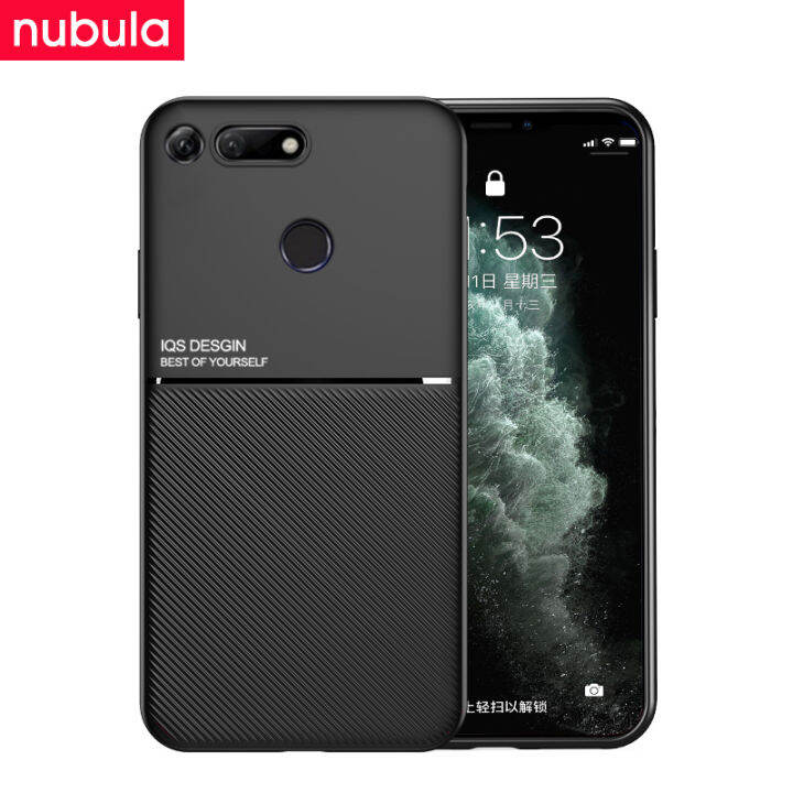 nebula-สำหรับ-huawei-honor-view20-v20ปลอกฟรีกระจกนิรภัย-silky-รู้สึกหนังโทรศัพท์มือถือกรณีกันกระแทกที่วางแม่เหล็กในรถปกหลัง-lanyard-ชุดทำความสะอาดหน้าจอสำหรับ-honor-ดู