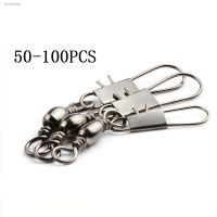 ■ 50/100pcs 4-12 Fishing Connector Pin Bearing Rolling Swivel Stainless Steel With Snap Fishhook Lure Tackle Accessorie